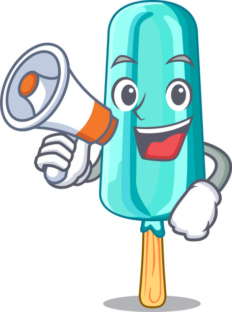 带扩音器的水果冰淇淋贴卡通图片下载