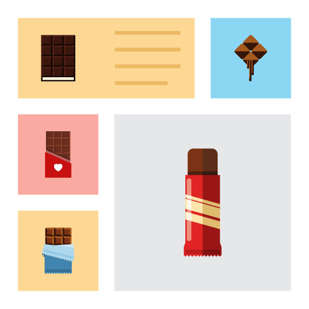 扁平图标的巧克力甜点套装苦甜图片下载