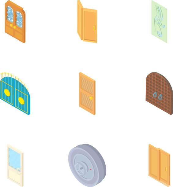 防盗门图标设置卡通风格图片下载