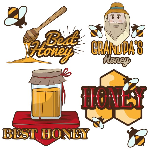 蜂蜜标签，养蜂标志图片下载