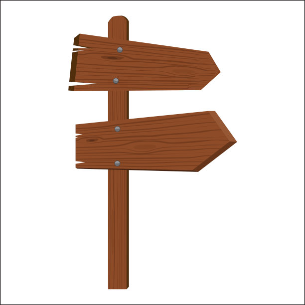木制标识以不同的侧面孤立平色图片下载