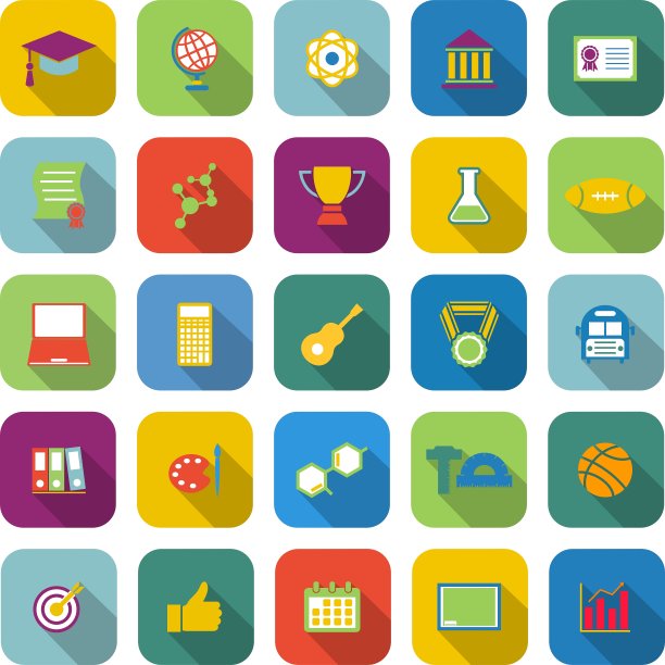 大学颜色图标与长阴影图片下载