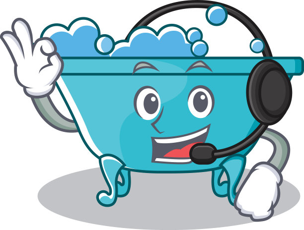 配有耳机浴缸人物卡通风格图片下载