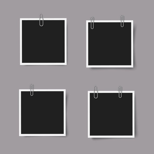 一套逼真的方形相框与阴影图片下载