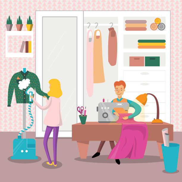 男裁缝用缝纫机缝制衣服图片下载