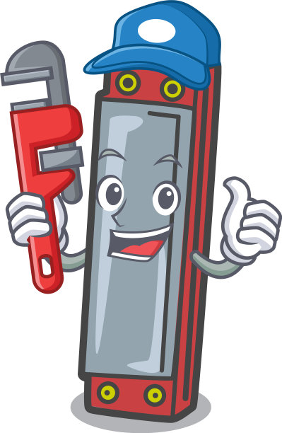 管道工口琴卡通风格的吉祥物图片下载