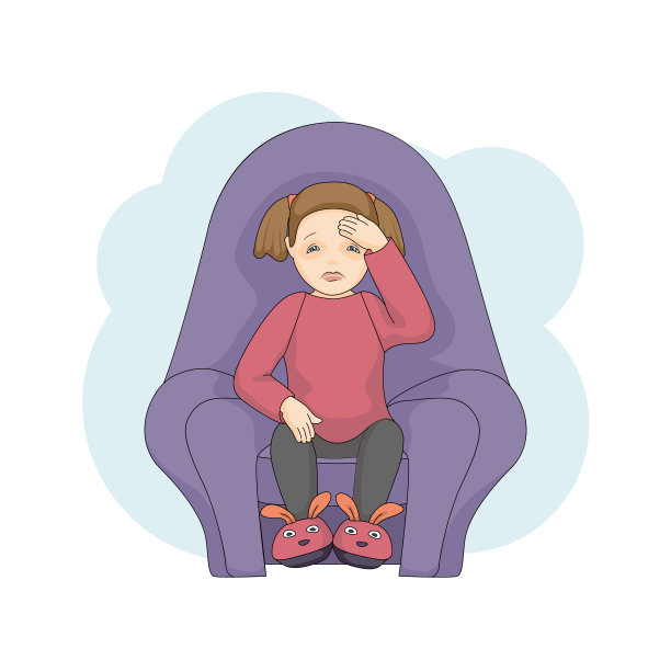 生病的小女性卡通人物孤立上图片下载