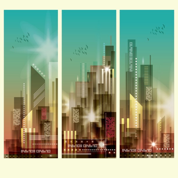 现代城市景观3垂直横幅图片下载