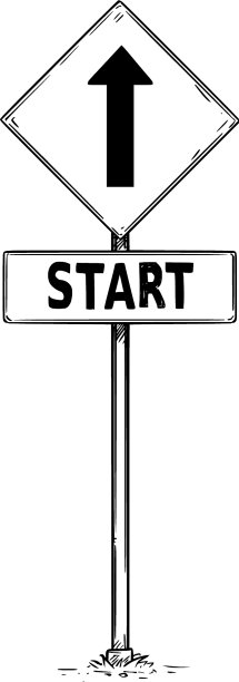 画有起点的单向箭头交通标志图片下载