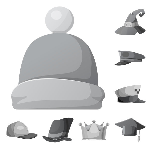 孤立对象的帽子和帽子图标的设置图片下载