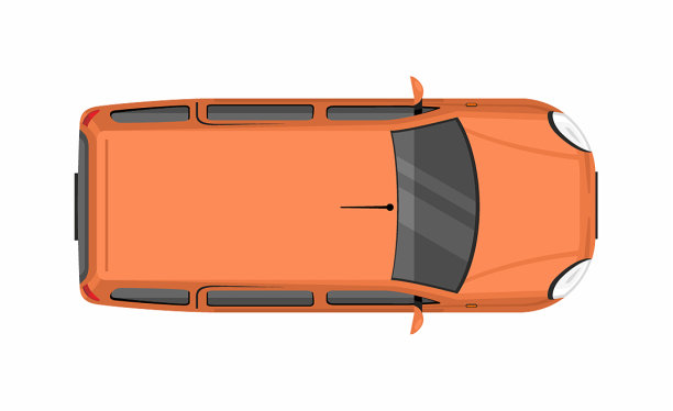 橙色面包车俯视图送货卡车图片下载