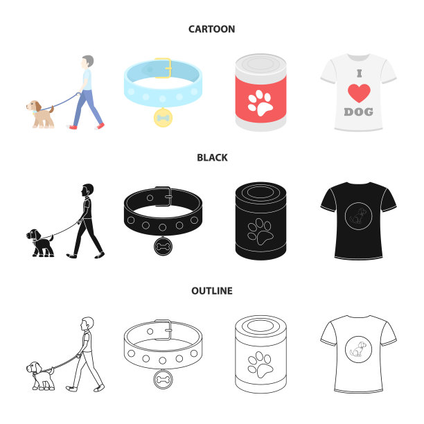 一个男人带着狗散步，狗项圈上戴着勋章图片下载