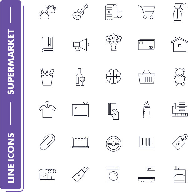 Line ICONS set超市图片下载