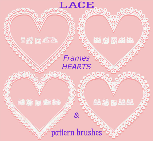 一套蕾丝框架的形式的心和图片下载