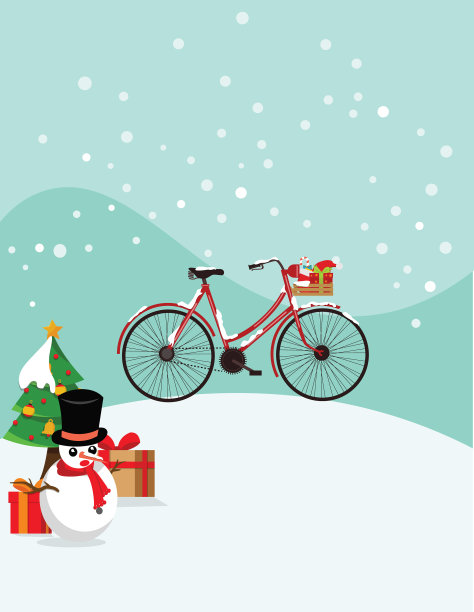 圣诞节的红色自行车图片下载