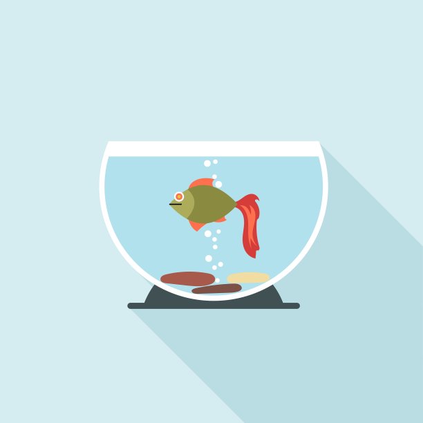 鱼缸中的数字鱼图片下载