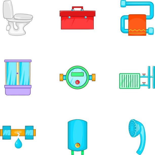 管道图标设置卡通风格图片下载