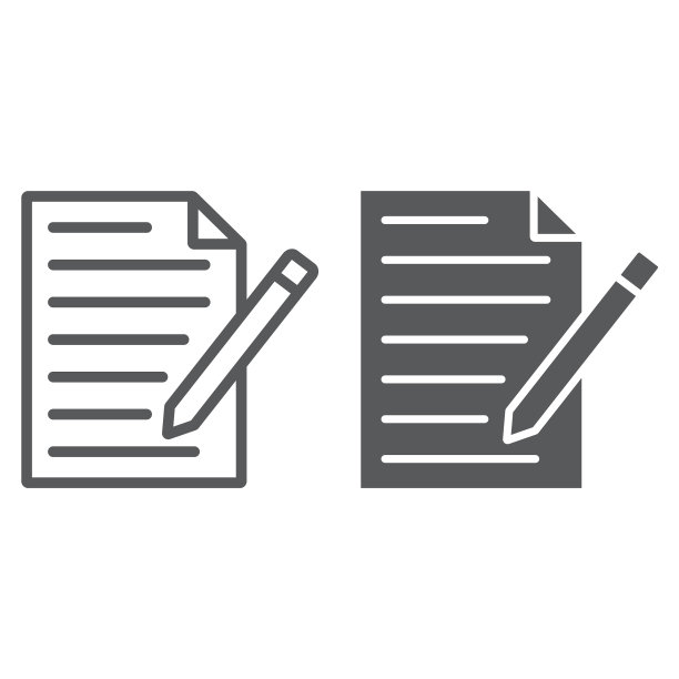 联系表单线性标志符号图标，纸和笔图片下载