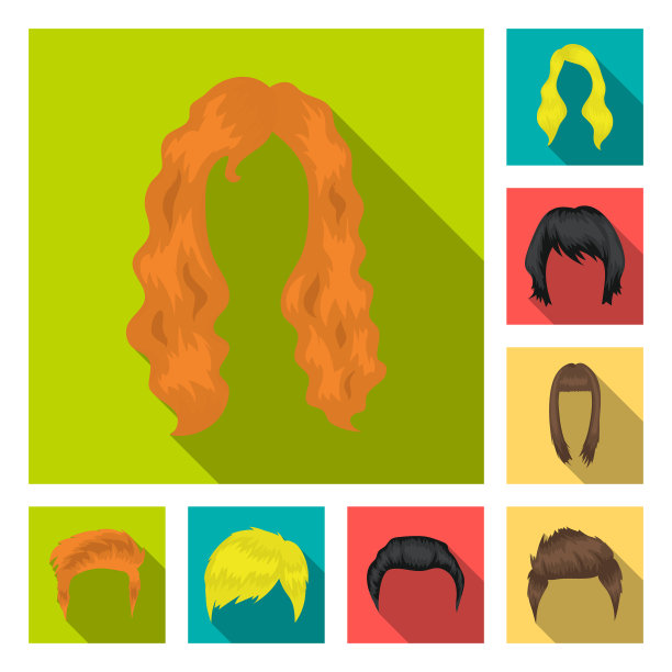 小胡子和胡子的发型平图标设置图片下载