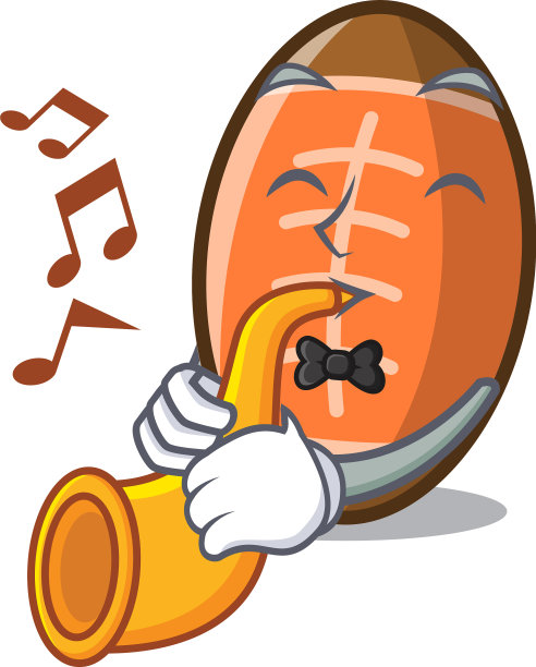 带有喇叭的卡通橄榄球吉祥物图片下载