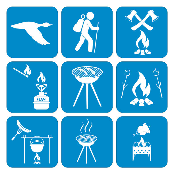 一套露营设备图标图片下载
