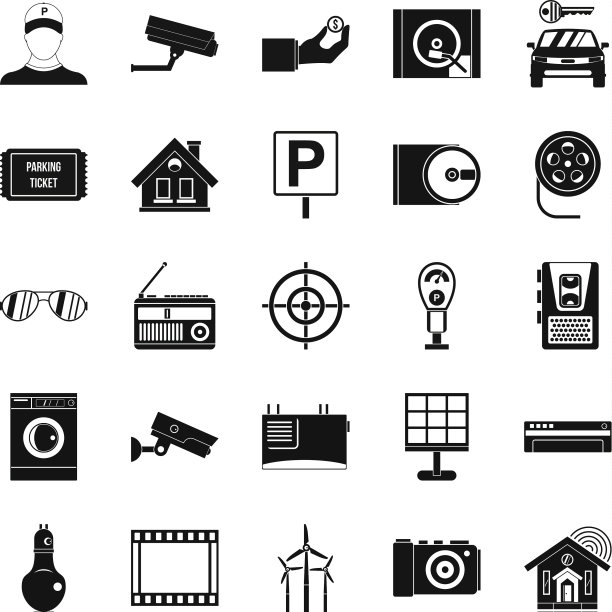 监控摄像头图标设置简单的风格图片下载