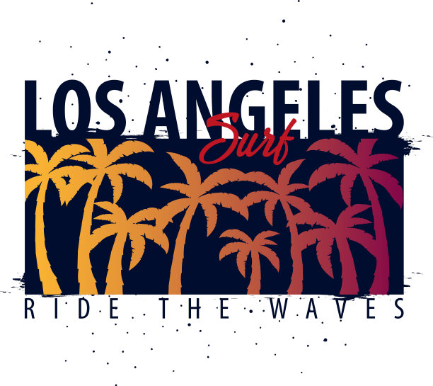 洛杉矶冲浪图片与手掌t恤图片下载