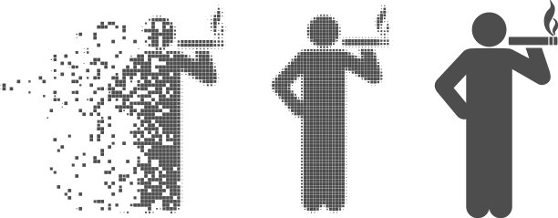 碎片像素半色调吸烟男子图标图片下载