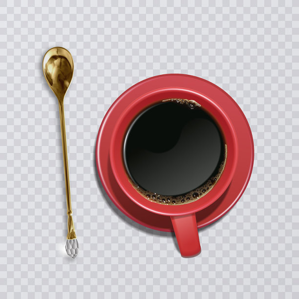 一杯真正的咖啡，用金色的茶匙图片下载