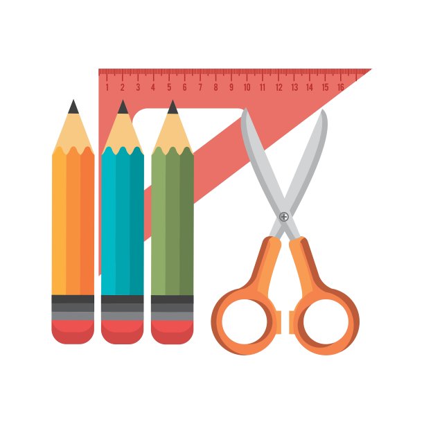 集合学校设计孤立的元素图片下载