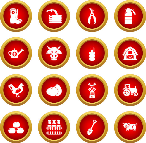 农场农业图标设置简单的风格图片下载