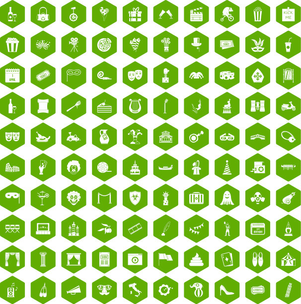 100遮罩图标六边形绿色图片下载