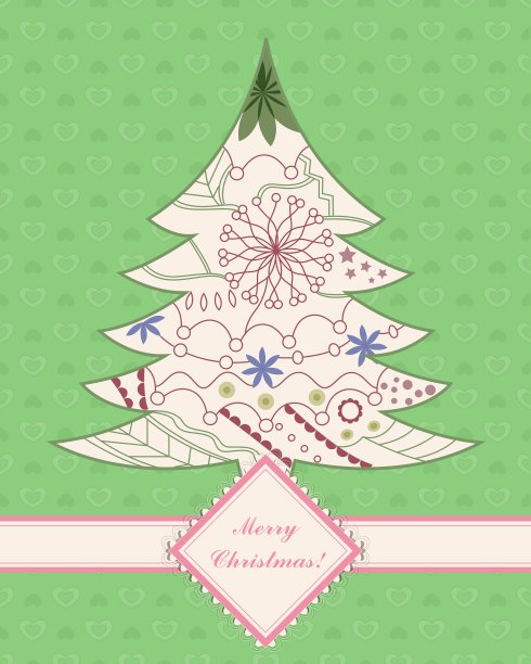 复古背景与圣诞树图片下载