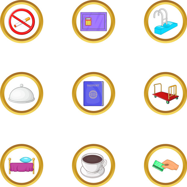 酒店包图标设置卡通风格图片下载