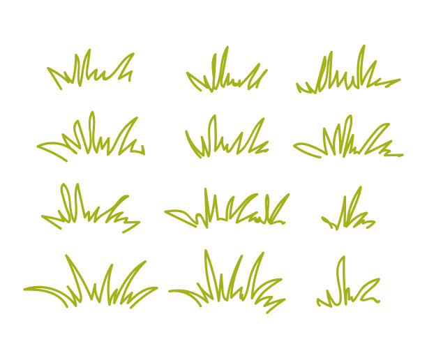 一套绿色草簇透明的背景图片下载