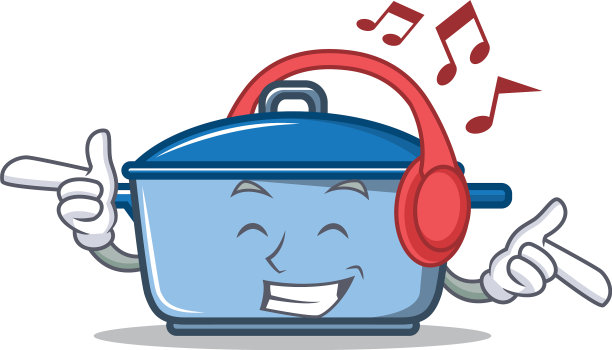 听音乐厨房人物卡通风格图片下载
