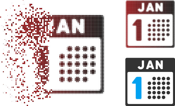 撕碎像素半色调一月第一个图标图片下载