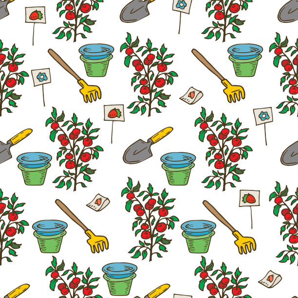 无缝模式的园艺工具和收获图片下载