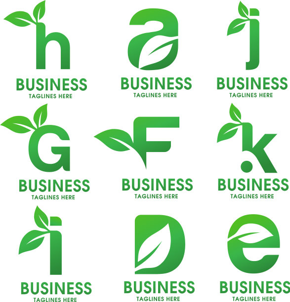 字母与叶标志白色背景图片下载