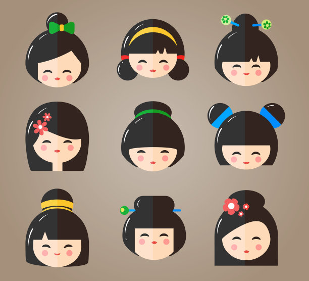 日本kokeshi娃娃头图标图片下载