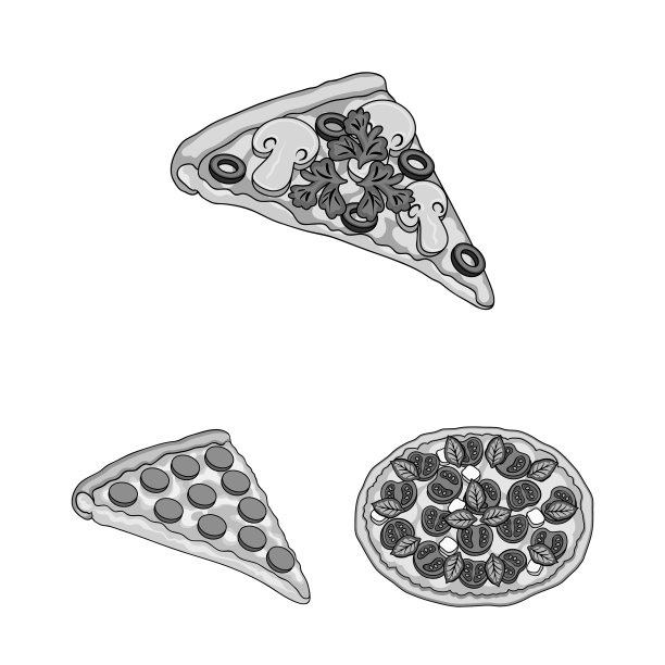 不同的披萨单色图标集合图片下载