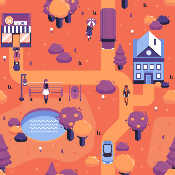 秋城山水人行横道图片下载