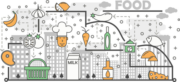 食物概念平面线条艺术图片下载