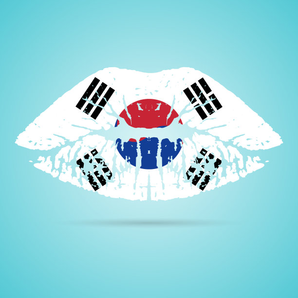 韩国国旗上的口红被唇上隔离图片下载