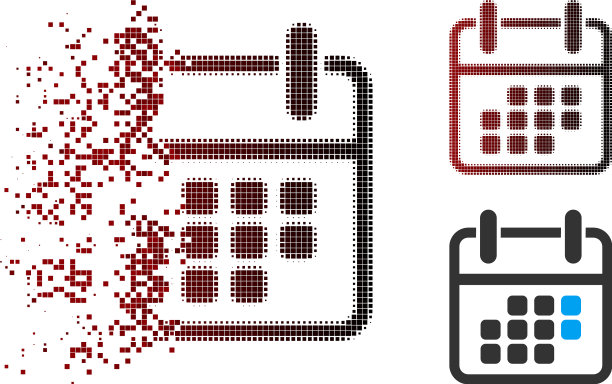 分解像素半色调日历周末图片下载