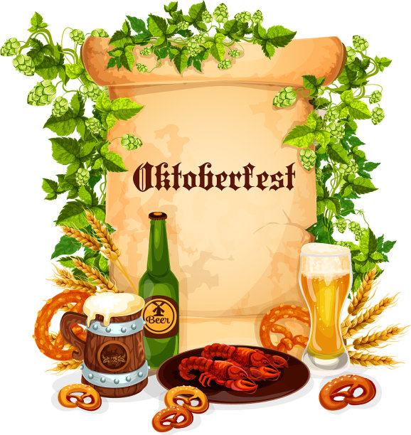 慕尼黑啤酒节的啤酒小吃海报图片下载