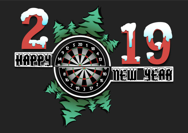 2019年新年快乐，玩飞镖图片下载