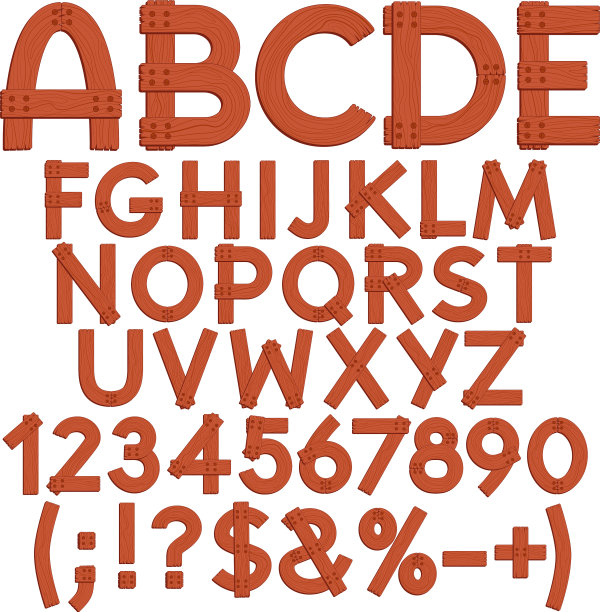 木板上的字母和数字图片下载