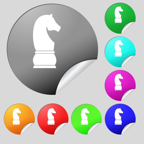 国际象棋骑士图标，八种彩色组合图片下载