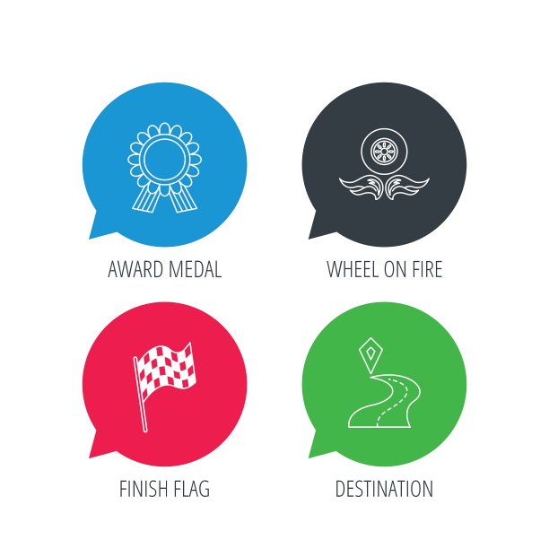 获奖者奖奖牌目的地和旗帜图标图片下载